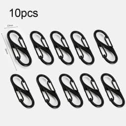 5/10PCS Tactical S Type Carabiner Camping Equipment Mini Anti-Theft Aluminium Alloy Keychain Hook Hiking Backpack Buckle BBK01