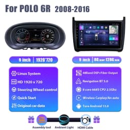 Wowuseful Digital Dashboard Cluster For VW Polo 6R 08-16ys VENTO crossfox 15 Navigation Radio Android Player Map Paneel Cockpit
