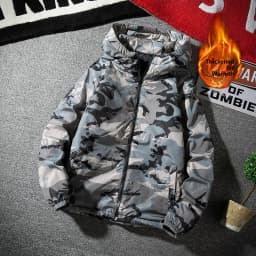 Camouflage Winter Cotton Jacket Thin Men's Wear Resistant Stainproof Warmth Youth Casual Long Sleeve Zipper Hooded Coat