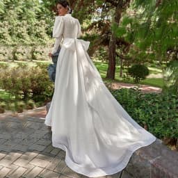 Exquisite High Neck Sequin Wedding Dress Puff Long Sleeves A-Line Floor Length with Belt Customized Sweep Train Bride Gowns Robe
