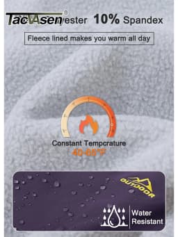 TACVASEN Women's Warm Fleece Lined Windproof Waterproof Shell Pants Soft Work Pants Outdoor Hiking Ski Trousers with Zip Pockets