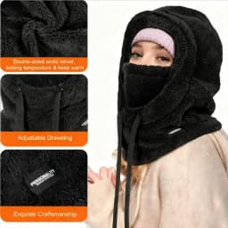 Warm Thermal Windproof Balaclava Ski Hood Motorcycle Face Cover Polar Fleece Adjustable Cycling Neck Cover Full Face Mask Winter