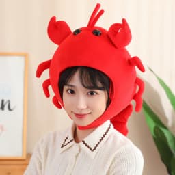 20-80CM Kawaii Cartoon Simulation Anime Stuffed Big Lobster Plush Toy Cute Crab Plush Toy Lobster Hat Handmade Doll