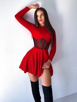 CNYISHE Women Dresses Mesh Patchwork Sheer Long Sleeve Sexy Club Fashion O Neck A-line Sheath Bodycon Female Vestidos Robes