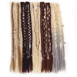 Bohemian Long Hair Braid Hand Woven Wig Braid with Decorative Hair Accessories Easy to Wear Synthetic Hair Clip Braid synthetic