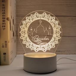 3D Acrylic LED Night Light Islamic Muslim Ramadan Festival Supplies USB Operated EID Mubarak Ornaments Bedroom Home Decor Lamp