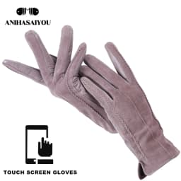 Good Quality Touch Gloves Color Winter Women's Leather Gloves Genuine Suede 50% Genuine Leather 50% Women's Gloves -2007