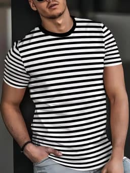 T-Shirt for Men Classic Plaid Stripe Print Casual T-Shirts Summer Fashion Harajuku Oversized Short Sleeve O-Neck Men's Clothing