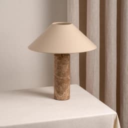Nordic Cylindrical Marble LED Table Lamp White Fabric Lampshade Living Room Study Restaurant Bedroom Desk Lights Home Decoration