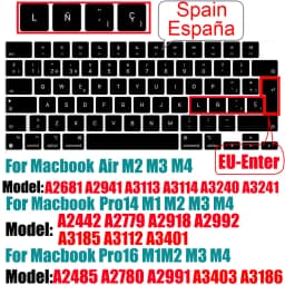 Keyboard Cover for MacBook M4 M3 M2 Pro/Max Chip MacBook Air 15.3"/13.6" A3240/A3241/A2941 Pro 14"/16" A2992/A2779/A2991/A2918