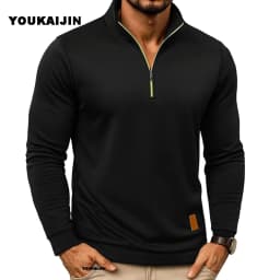 Men Sweatshirts Spring Thicker Pullover Quarter Zipper Pullover for Male Hoody Outdoor Sweatshir Autumn Solid Color Turtleneck