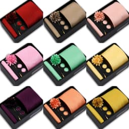 Top Quality Solid Color Ties Hanky Cufflinks Brooch Set Elegant Jacquard Necktie For Men Business Wedding In Gift Box Gravatas