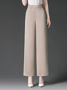 Summer Thin High Waist Draped Wide Leg Pants Women's Pleated Linen Straight Cut Loose Fit Nine Points Slimming Trousers