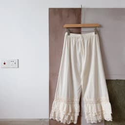 Lightweight Elastic Waist Splicing Lace Trim Loose Versatile Bottoms High Waist Breathable Ladies Pants Spring Season China Made