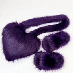Luxury Fluffy Faux Fur Heart Shape Bag With Slippers For Women Raccoon Brown Teddy Bear Fox Fur Slides Heart Bag Sets Girls