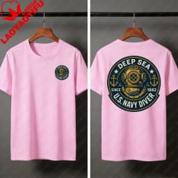 Deep Sea Diver Emblem Summer Men T-Shirt Military Style Casual Wear Beach and Outdoor Activities Divers Clothes Shirts