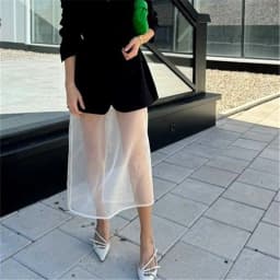 Y2K Grunge Sheer Mesh Midi Skirt Transparent See-Through Trimmed Hem Edgy Layering Skirt for Streetwear Music Festival Outfits