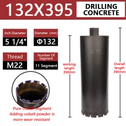 LAANCI Diamond Core Drill Bit Reinforced Concrete Drill Bit Diameter Range 25-200mm Total Length 400mm For Drilling On Concrete
