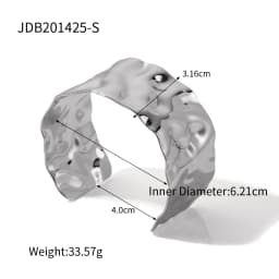 Uworld Unique Stainless Steel Metal Wide Cuff Open Bracelet Bangle 18K Gold PVD Plated Waterproof Fashion Essential Jewelr