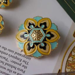Vintage Baroque Embossed Enamel Flower Brooches Stud Earring Set Pearl Brooch Women Clothing Party Accessories Gift