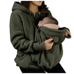 2-In-1 Maternity Clothes Autumn Winter Plush Hoodies Kangaroo Design Big Pockets Jackets For Pregnant Women Warm Baby Wearing