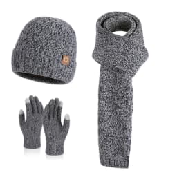 3pcWinter Knitted Hat Scarf Gloves Set for Women Men Cold Proof Ear Protection Scarf Warm Skullies Beanie Outdoor Cycling Skiing