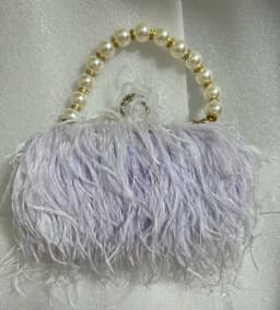 Luxury Real Ostrich Feathers Handbag Pearl Tassel Evening Bags Women's Pouch Purse Pink Green Diamond Clutch Party Messenger Bag