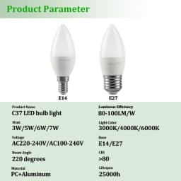 5-12pcs E14 E27 Led Bulb 220V 110V 3W 5W 6W 7W Warm Lighting 3000K 6000K Candle Lamp Led Chandelier Light for Home Decoration