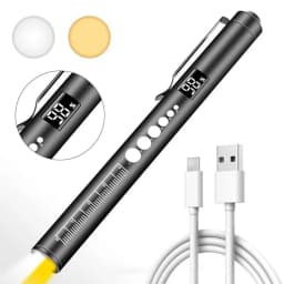 USB Rechargeable Portable Medical Penlight Emergency Flashlight Rechargeable 2 in 1 Pocket LED Pen Lights with Pupil Gauge