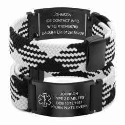 Personalized Medical Alert Bracelet Elastic Nylon Custom Engraved Tag Medical ID Bracelet Adjustable Keepsake Gift for Health