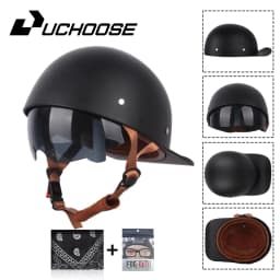 Uchoose Summer Motorcycle Casque DS Baseball Cap Helmet Retro Helmets Vintage Open Face Scooter Cruiser Chopper Gangster