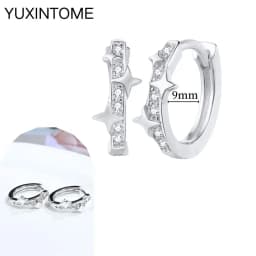 Pave Micro Crystal North Star Hoop Earrings Punk 925 Sterling Silver Ear Needle Twist Gold Earrings For Women Minimalist Jewelry