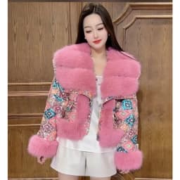 Outcoat The New Fur Cotton-padded Jacket Features Heavy Sequins Outerwear Sweet Faux Leather and A Stylish Thickened Fur Coat