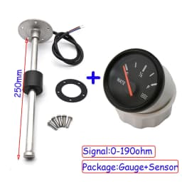 Water Level Gauge Water Level Sensor 52mm Water Level Meter Indicator With Red Light 100-500mm 0-190 Ohm Sensor 12V24V Custom