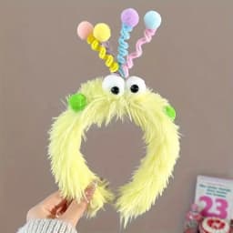 Cute Plush Big-Eyed Twist Stick Headband for Women - Soft, Non-Slip Hair Accessory Perfect for Face Washing & Styling