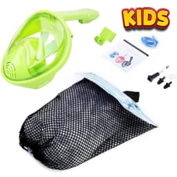 Kids Full Face Snorkel Mask with Detachable Camera Mount Dry Top Snorkeling Swimming Diving Mask Wide View Anti-Fog Anti-Leak