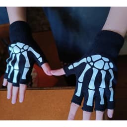 Skull Punk Gloves Black Neutral Half Finger Ghost Claw Knitted Gloves Exposed Finger Spot Nightlight Fingerless Elastic Gloves