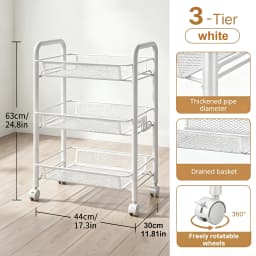 3/4/5Tier Mesh Wire Rolling Cart, Kitchen Storage Organizer Utility Cart Full Metal Basket Storage Art Trolley Carts With Wheels