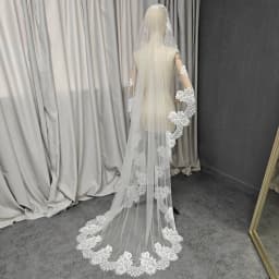 Customized Mantilla Veil with Eyelash Lace, 2m/2.5m/3m Single Tier Wedding Veil, Elegant Lace Ivory Bridal Veil with Hidden Comb