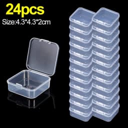 6/24PCS Mini Flip Cover Storage Box Transparent Square Plastic Boxes Pill Packaging Carrying Cease Jewelry Organizer Dustproof
