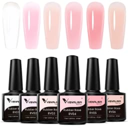Rose Rubber Base Venalisa Nail Gel Polish 6pcs/Kit HEMA FREE Jelly Pink Color Self Leveling Gel Long Wear Nail Manicure Set
