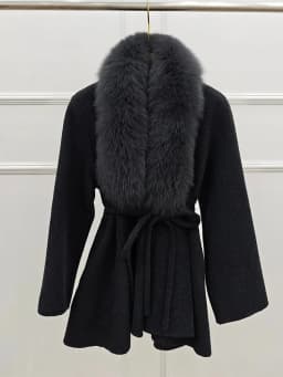 High End Winter Woman Wool Coats Double Face Cashmere Coat with Real Fur Collar And Belt Luxury Ladies Jacket Warm Clothing Fall