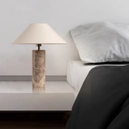 Nordic Cylindrical Marble LED Table Lamp White Fabric Lampshade Living Room Study Restaurant Bedroom Desk Lights Home Decoration