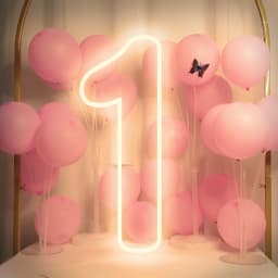 Dimmable LED Neon Sign 'ONE' for Baby's 1st Birthday Party Decor USB Powered Neon Light for Home Bar Stand Art Decoration