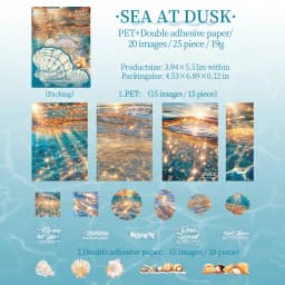 25 Sheets Blue Ocean Theme Dual Texture Sticker Pack for Scrapbook DIY Photo Frame Collage Journal Decoration