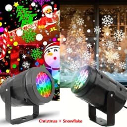 Christmas Projector Light 16 Patterns Rotating LED Projection Lamp Santa Snowflake Pattern Holiday Projector for Xmas Home Party