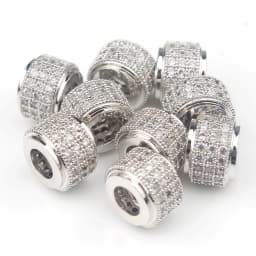 3pcs Micro Pave Zirconia Beads Round Geometry Metal Cubic Zircon Beads for DIY Bracelet Necklace Design Jewelry Crafts Making