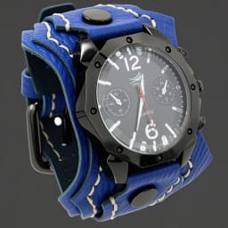 Men's Punk Rock Style Large Dial Quartz Watch Vintage Multi Layer Hand Stitched Cowhide Strap