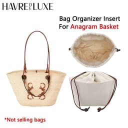 Drawstring bag organizer insert shoulder strap for Anagram Basket straw woven bag support inner liner bags accessories
