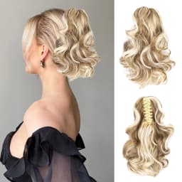 Ponytail Extensions,10 inch Short Claw Clip on Ponytail Extensions Chocolate Brown Synthetic Curly Wavy Pony Tails Hairpieces